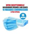 10 MASQUES CHIRURGICAUX TAILLE ENFANT