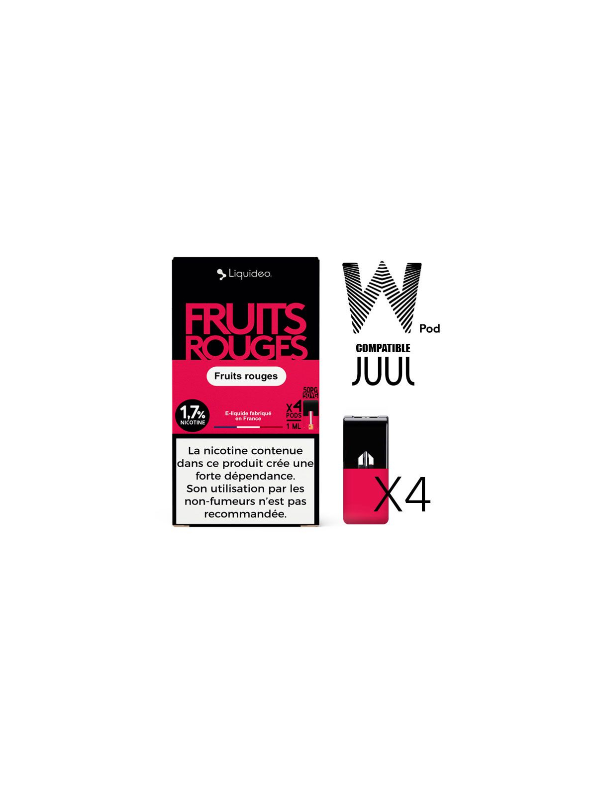 W-pod FRUITS ROUGES Liquideo Pack de 4 POD