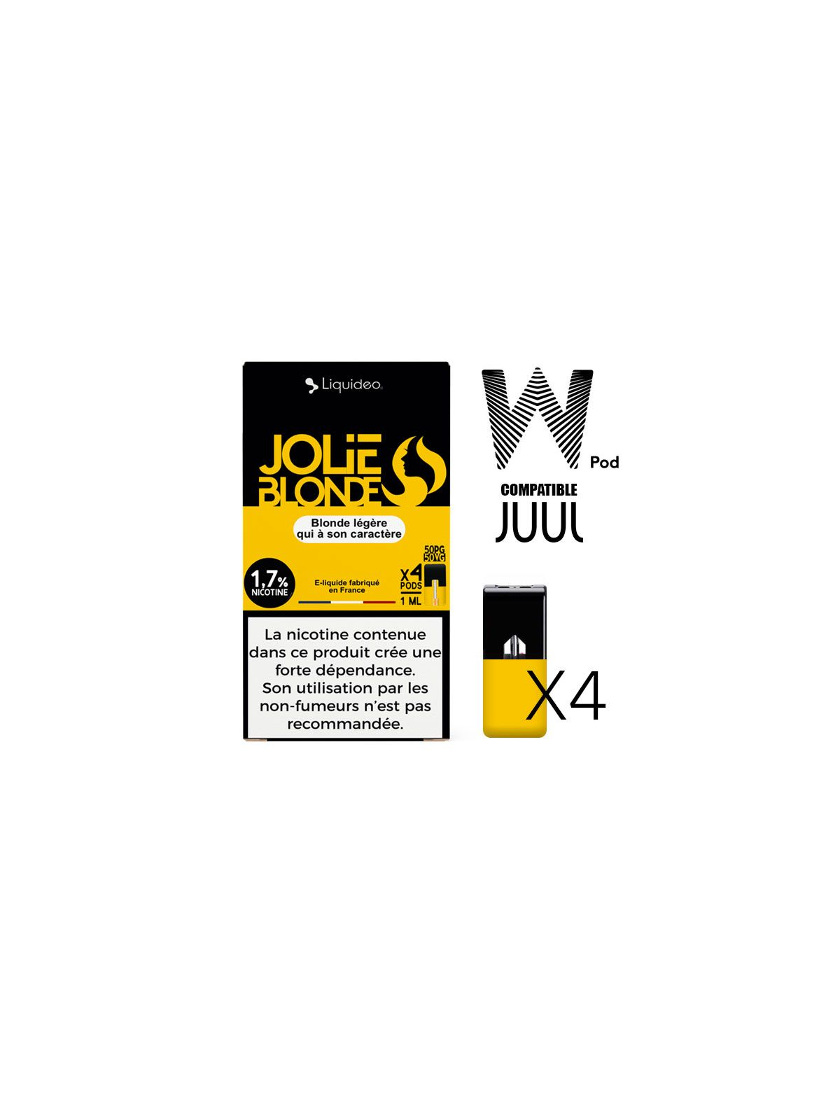 W-pod JOLIE BLONDE Liquideo Pack de 4 POD