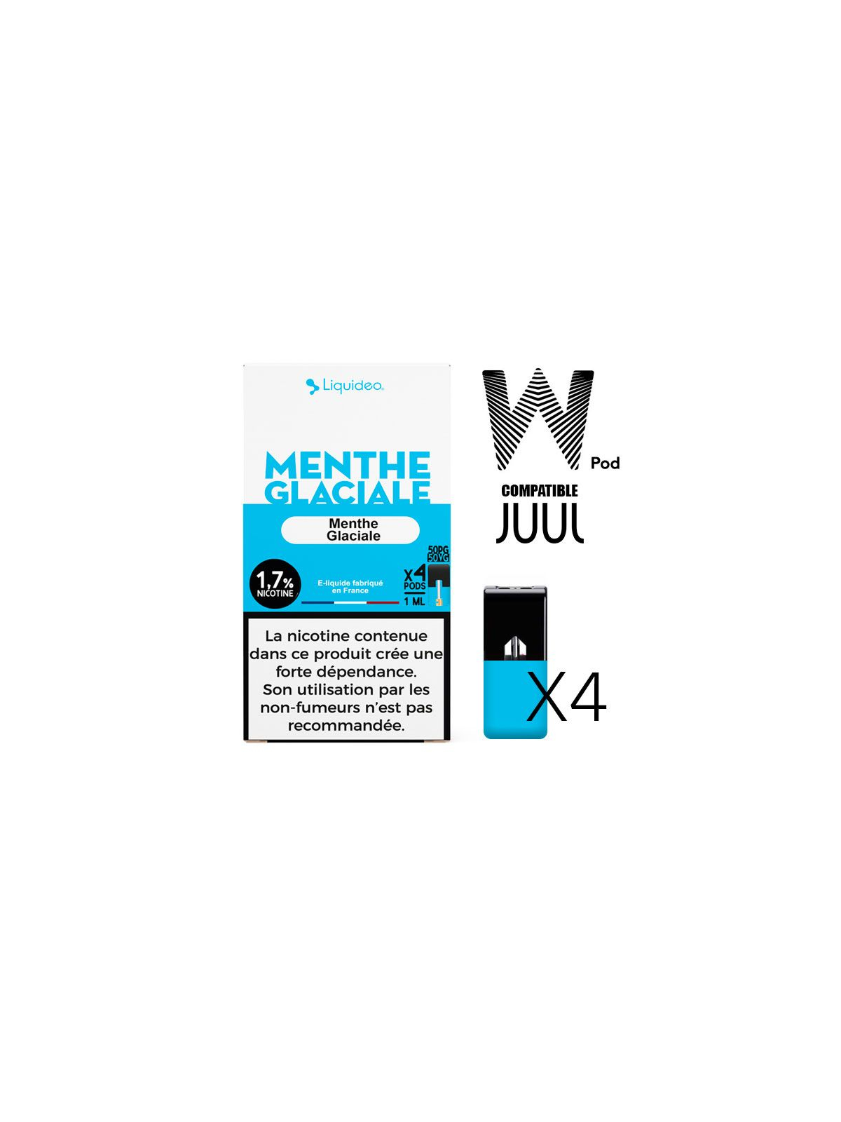 W-pod MENTHE GLACIALE Liquideo Pack de 4 POD