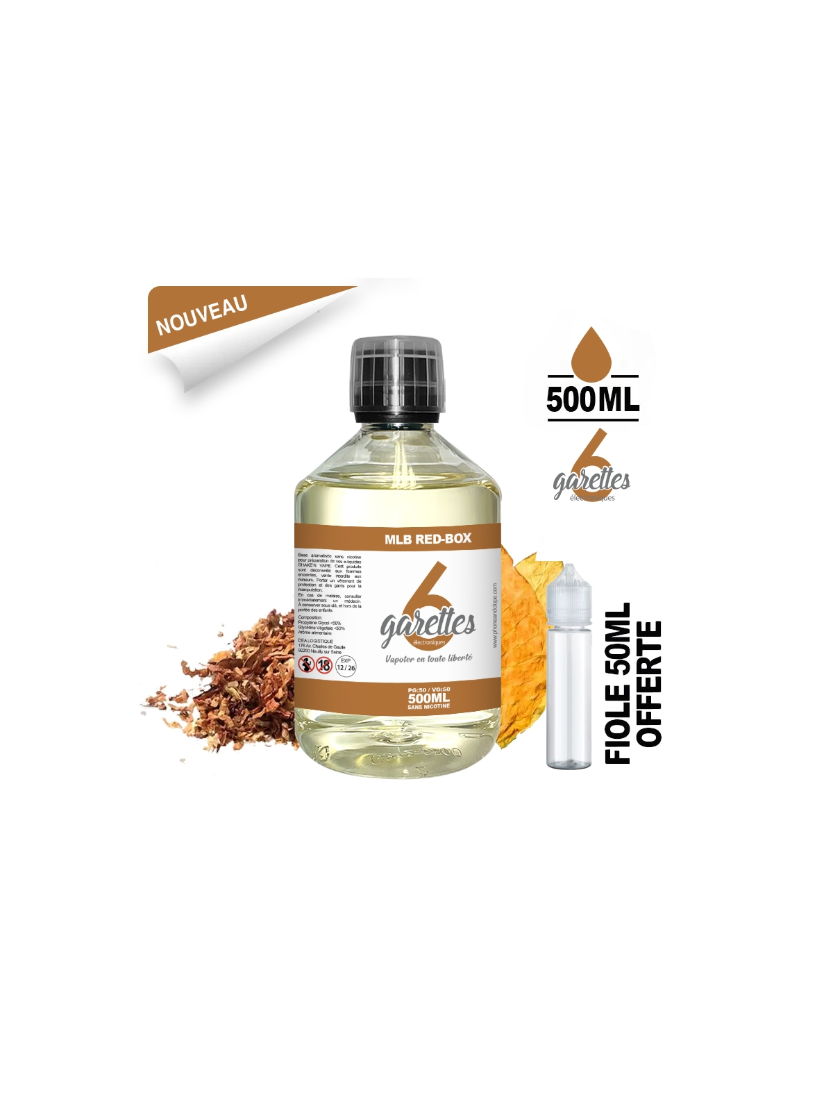 E-liquide 500ml MLB RED-BOX 6GARETTES