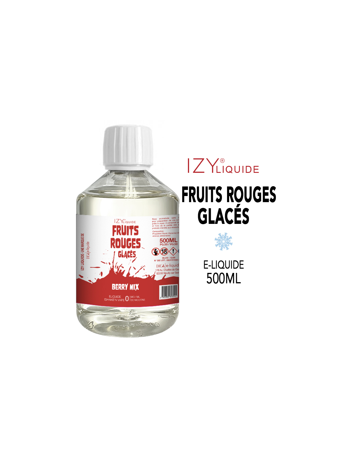 FRUITS ROUGES GLACÉS 500ml IZY LIQUIDE