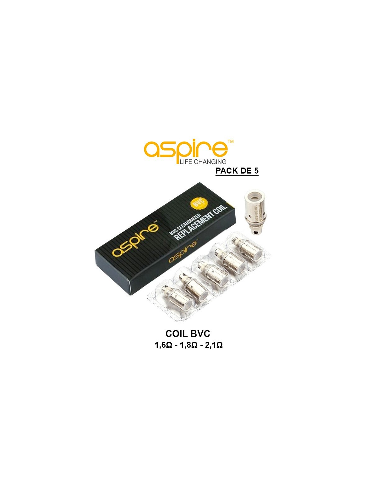COIL RESISTANCE BVC Clearomiseur ASPIRE - Pack de 5