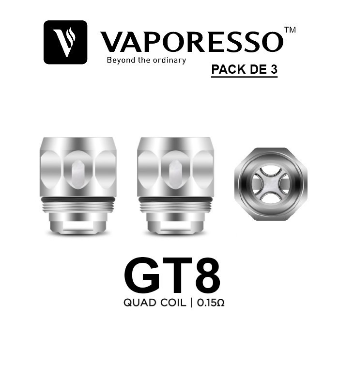 RESISTANCE VAPORESSO COIL GT8 pack de 3