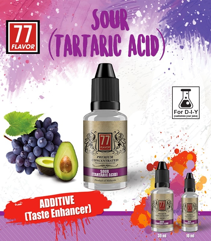 ADDITIF TARTARIC ACID 10 ML - 77 FLAVOR Amertume Raisin, Abricot, Banane, Avocat