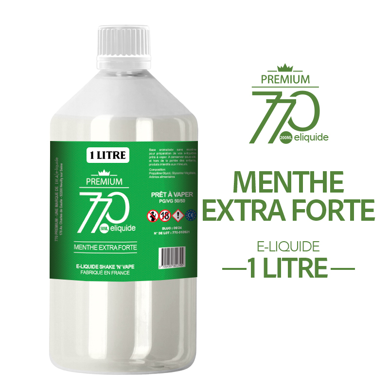 E-LIQUIDE 1 LITRE - MENTHE EXTRA FORTE 770 PREMIUM