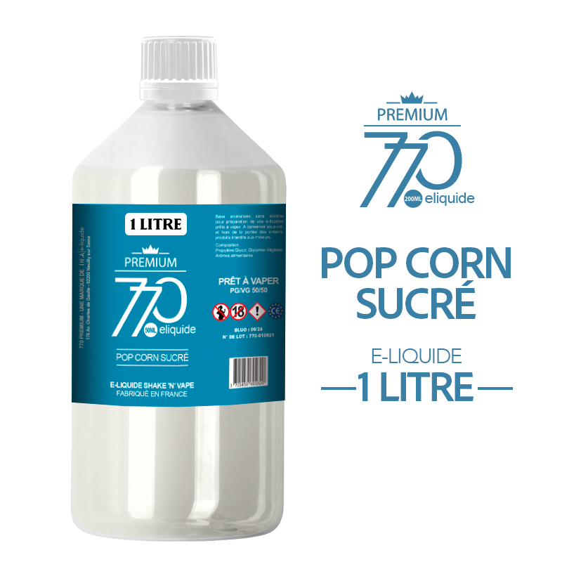 E-LIQUIDE 1 LITRE - POP CORN SUCRÉ 770 PREMIUM