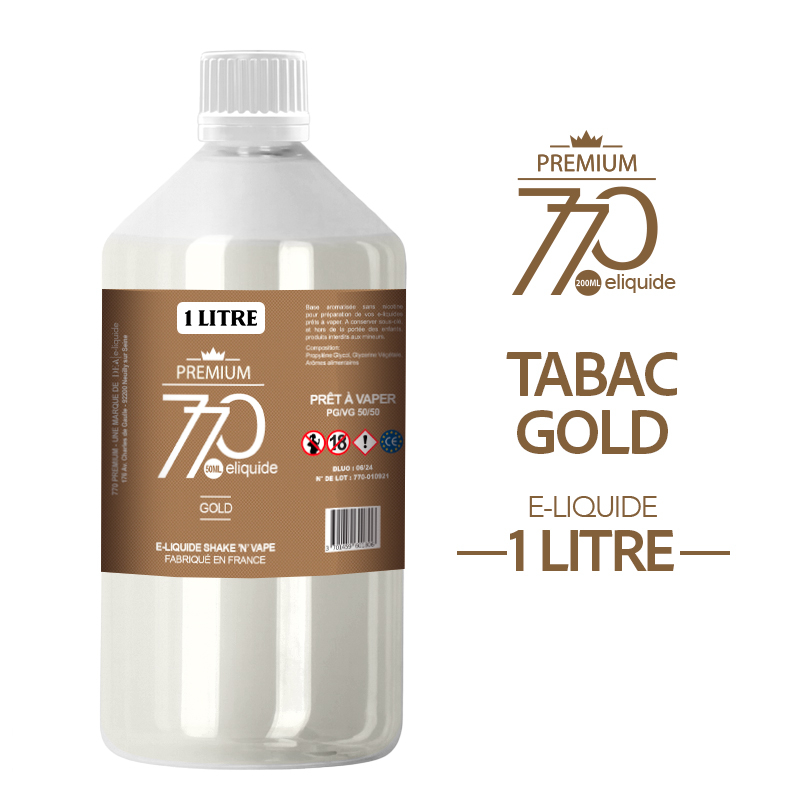E-LIQUIDE 1 LITRE - TABAC GOLD 770 PREMIUM
