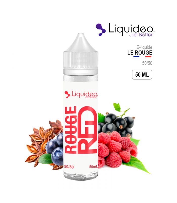 E-Liquide ROUGE RED 50 ml Liquideo Framboise, Myrtille, Cassis, Anis 