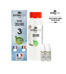 Kit EXTRAPURE Base neutre + Boosters de Nicotine pas cher pour E-liquide D.I.Y - Pack 140 ml, 20/80, 3 mg