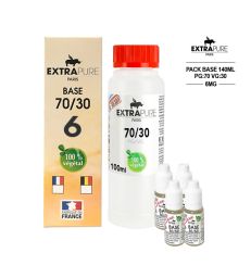 Kit EXTRAPURE Base neutre 70/30 + Boosters de Nicotine 6 mg pas cher pour E-liquide D.I.Y - Pack 140 ml
