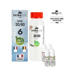 Kit EXTRAPURE Base neutre 20/80 + Boosters de Nicotine 6 mg pas cher pour E-liquide D.I.Y - Pack 140 ml